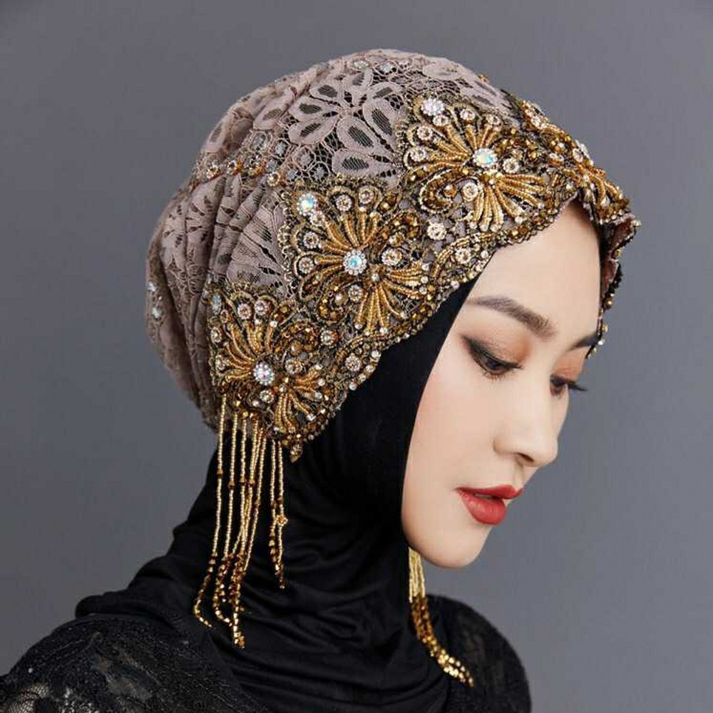 Sombrero árabe musulmán hiyab mujer cubierta de cabeza gorras gorro islámico cáncer quimioterapia gorro - Imagen 37 de 37