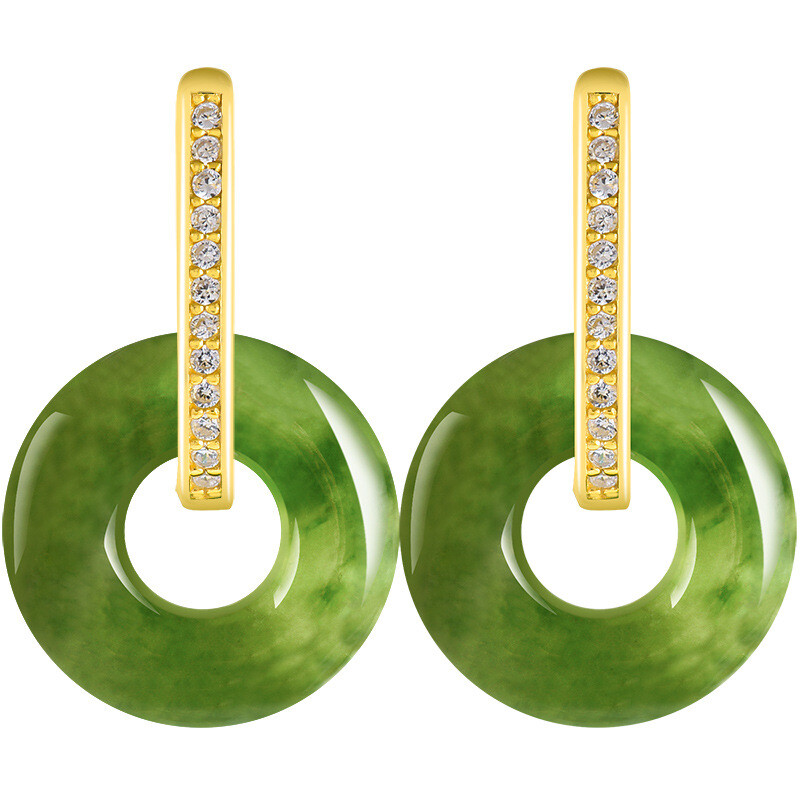 S925 Silber Intarsien Natur Hotan Jade Ohrringe Hochwertige Damen Ohrringe - Bild 10 von 10