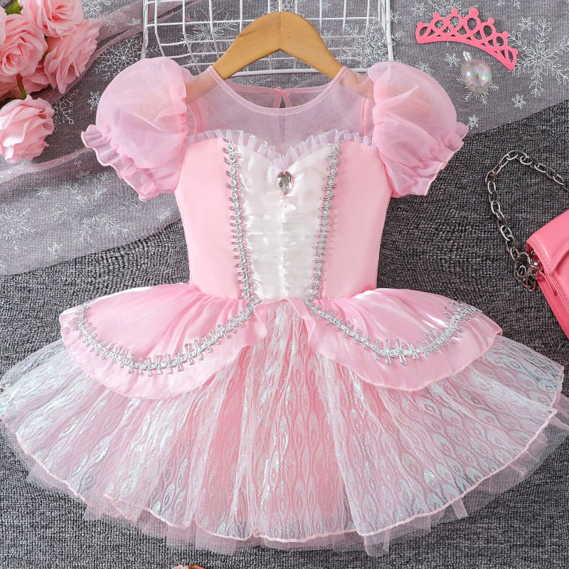 UK Girls Ballet Dress Gymnastic Leotard Skating Tutu Ballerina Dresses Dancewear - Picture 15 of 18