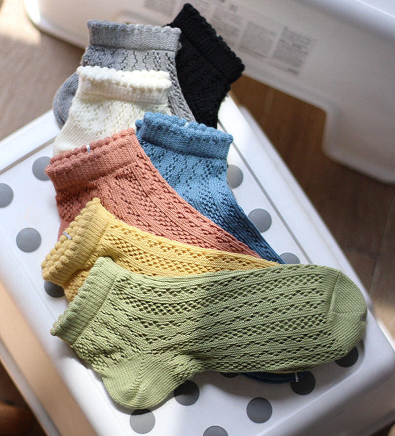 Ladies 50's Retro Style Soft Hollow Pointelle Cotton Ankle Socks Summer - Picture 19 of 26