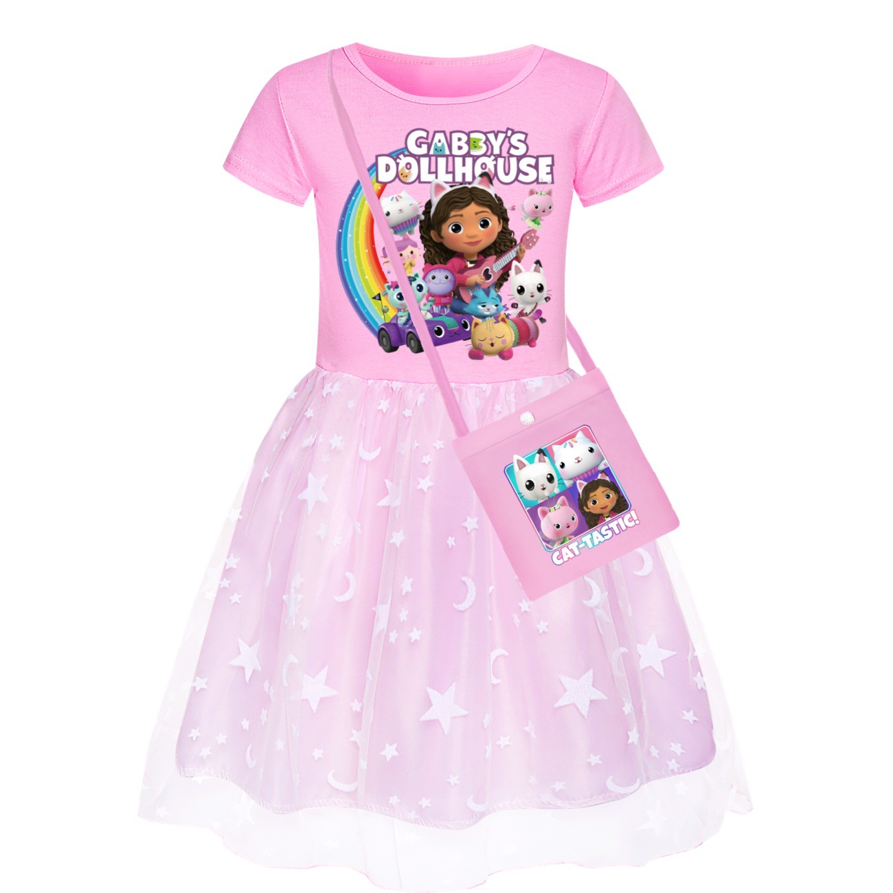 Kids Girls GABBY'S DOLLHOUSE Dress T-shirt Top Skirt Birthday Party Fancy Dress - Picture 3 of 14