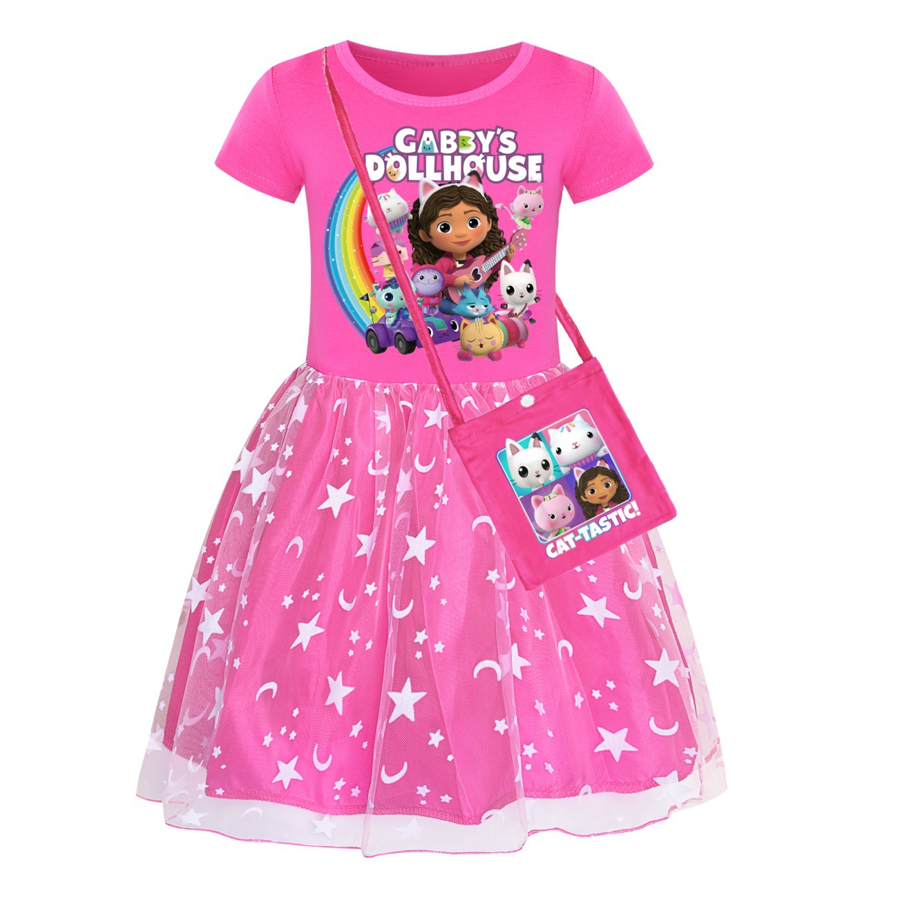 Kids Girls GABBY'S DOLLHOUSE Dress T-shirt Top Skirt Birthday Party Fancy Dress - Picture 5 of 14