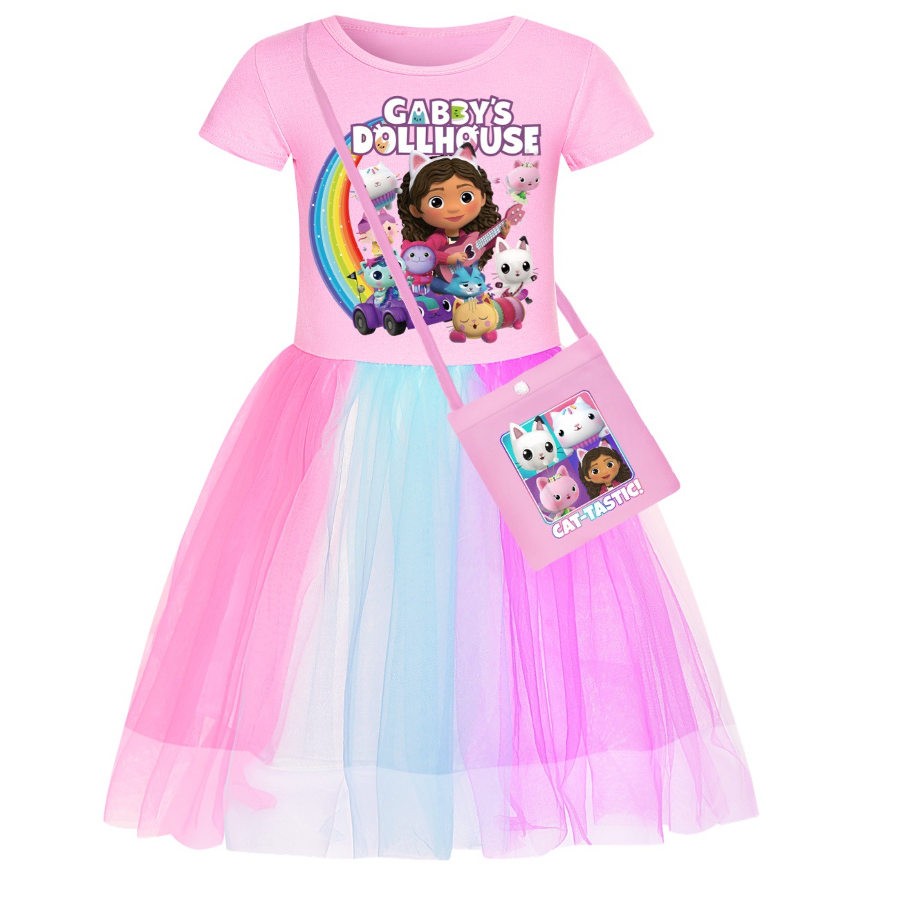 Kids Girls GABBY'S DOLLHOUSE Dress T-shirt Top Skirt Birthday Party Fancy Dress - Picture 6 of 14