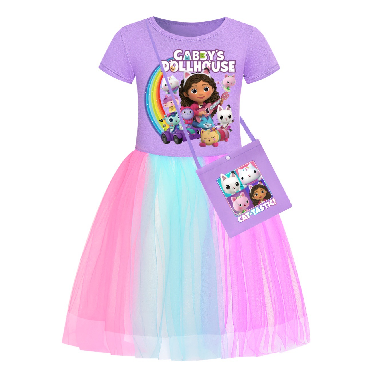 Kids Girls GABBY'S DOLLHOUSE Dress T-shirt Top Skirt Birthday Party Fancy Dress - Picture 7 of 14