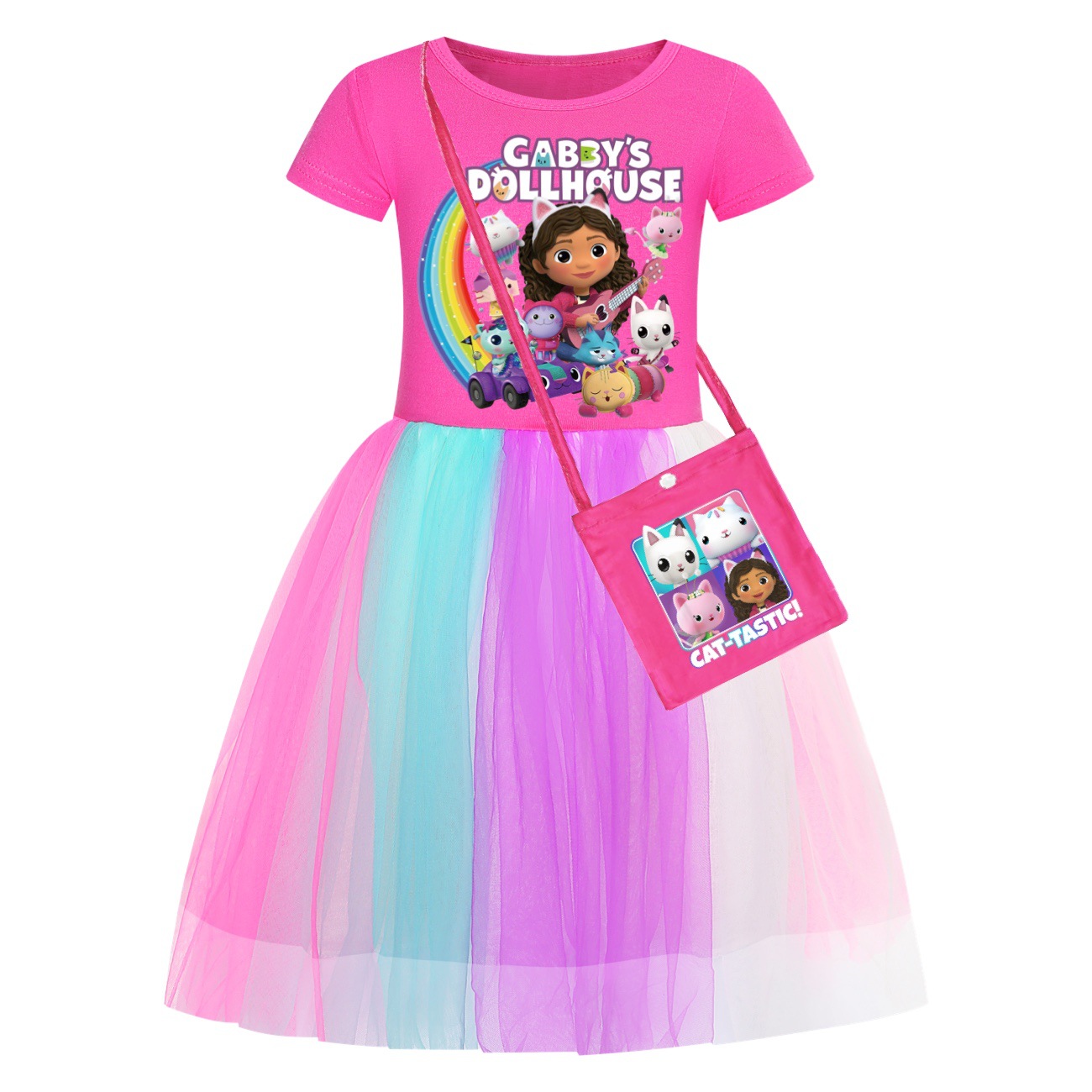 Kids Girls GABBY'S DOLLHOUSE Dress T-shirt Top Skirt Birthday Party Fancy Dress - Picture 8 of 14