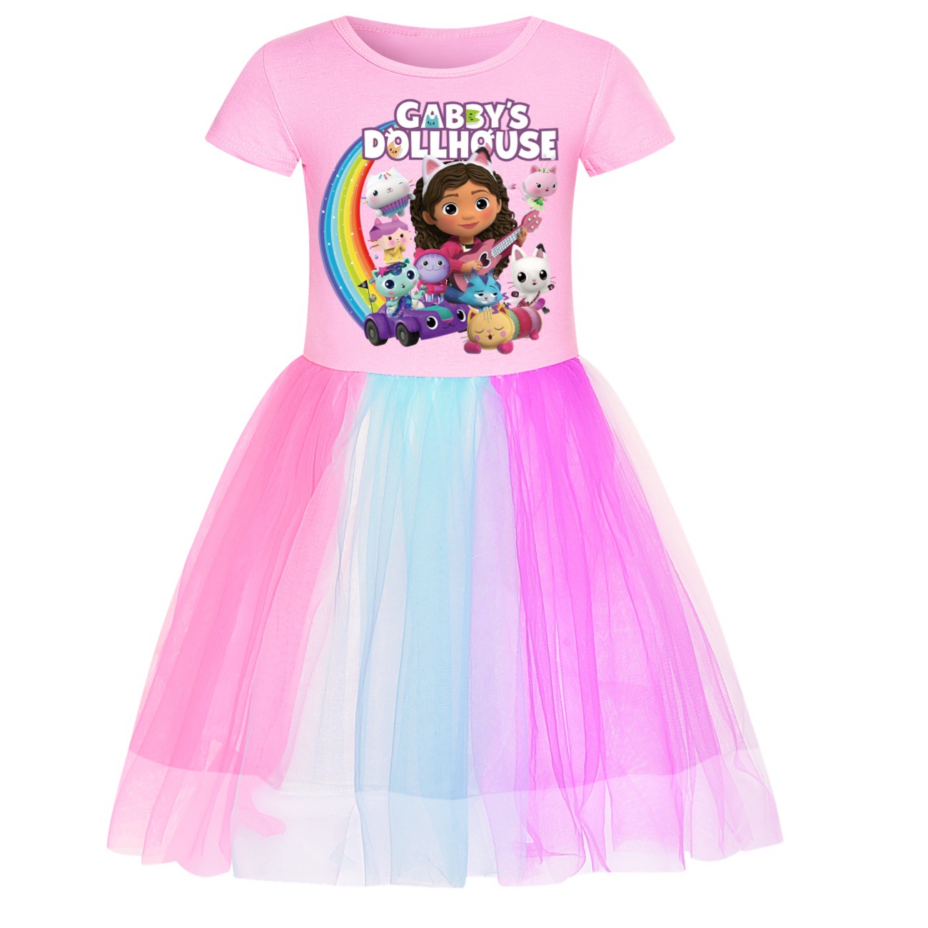 Kids Girls GABBY'S DOLLHOUSE Dress T-shirt Top Skirt Birthday Party Fancy Dress - Picture 12 of 14