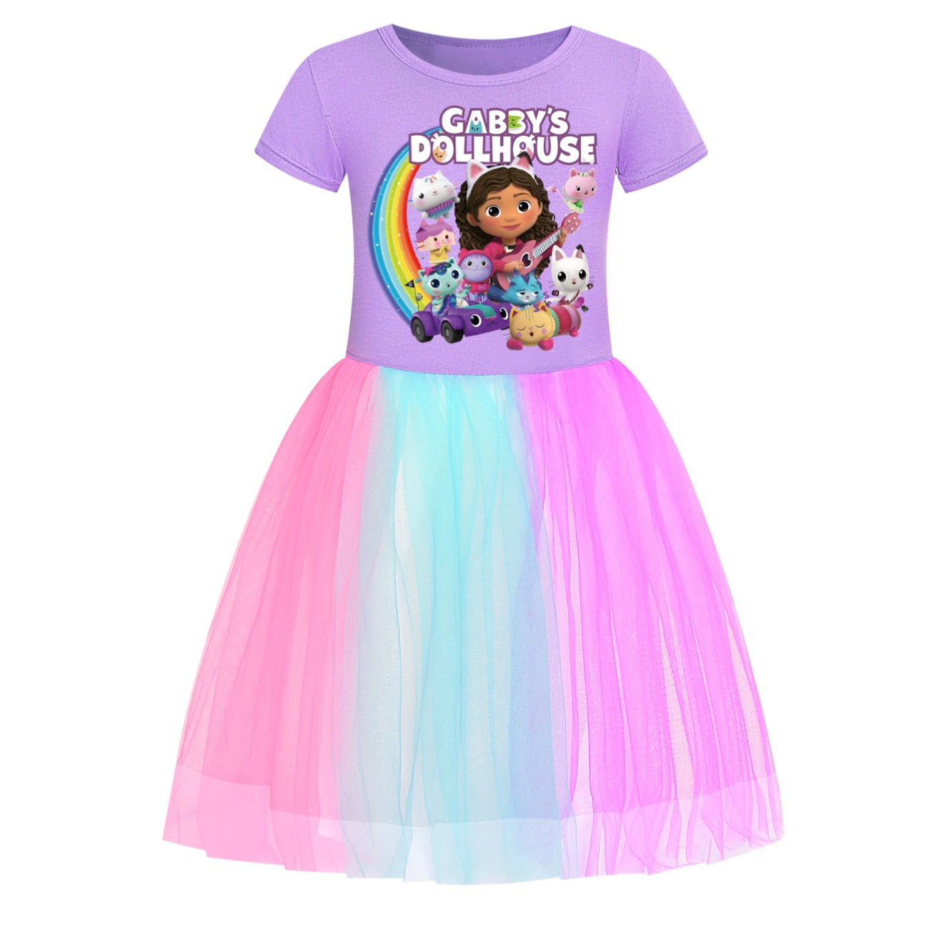 Kids Girls GABBY'S DOLLHOUSE Dress T-shirt Top Skirt Birthday Party Fancy Dress - Picture 13 of 14
