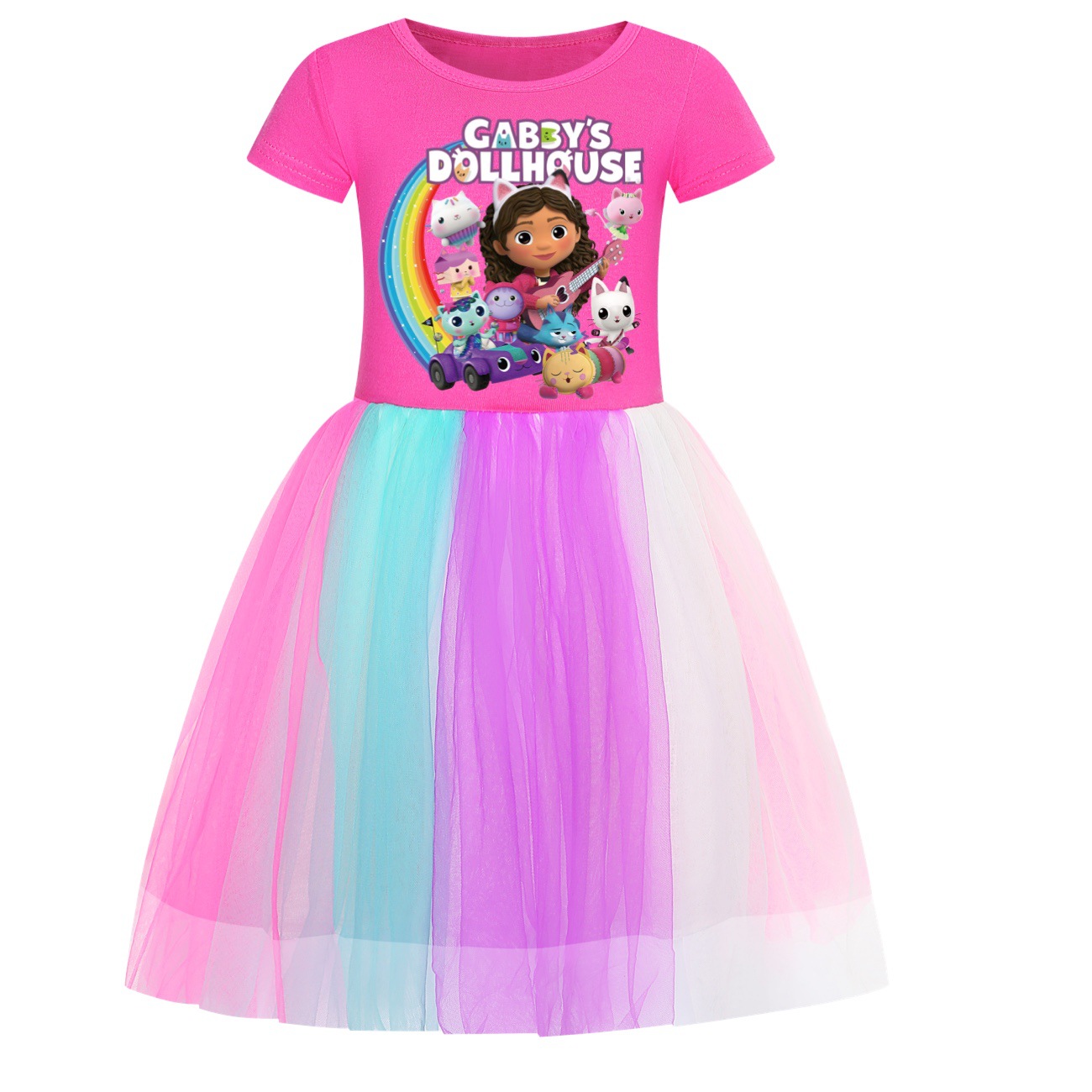 Kids Girls GABBY'S DOLLHOUSE Dress T-shirt Top Skirt Birthday Party Fancy Dress - Picture 14 of 14