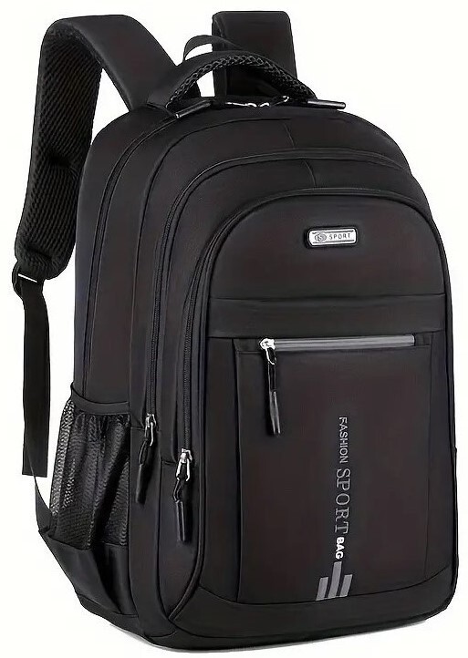 Black Backpack Rucksack Large Mens Womens Bag Travel Work Hiking School Sports - Picture 13 of 17