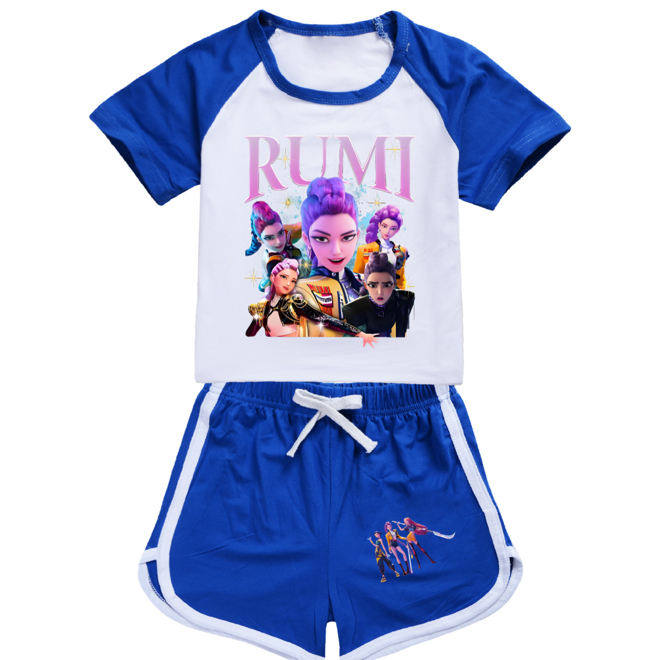 Kids Girls KPop Demon Hunters Tracksuit Cosplay Costume Crop Top Tee+Shorts - Picture 8 of 11