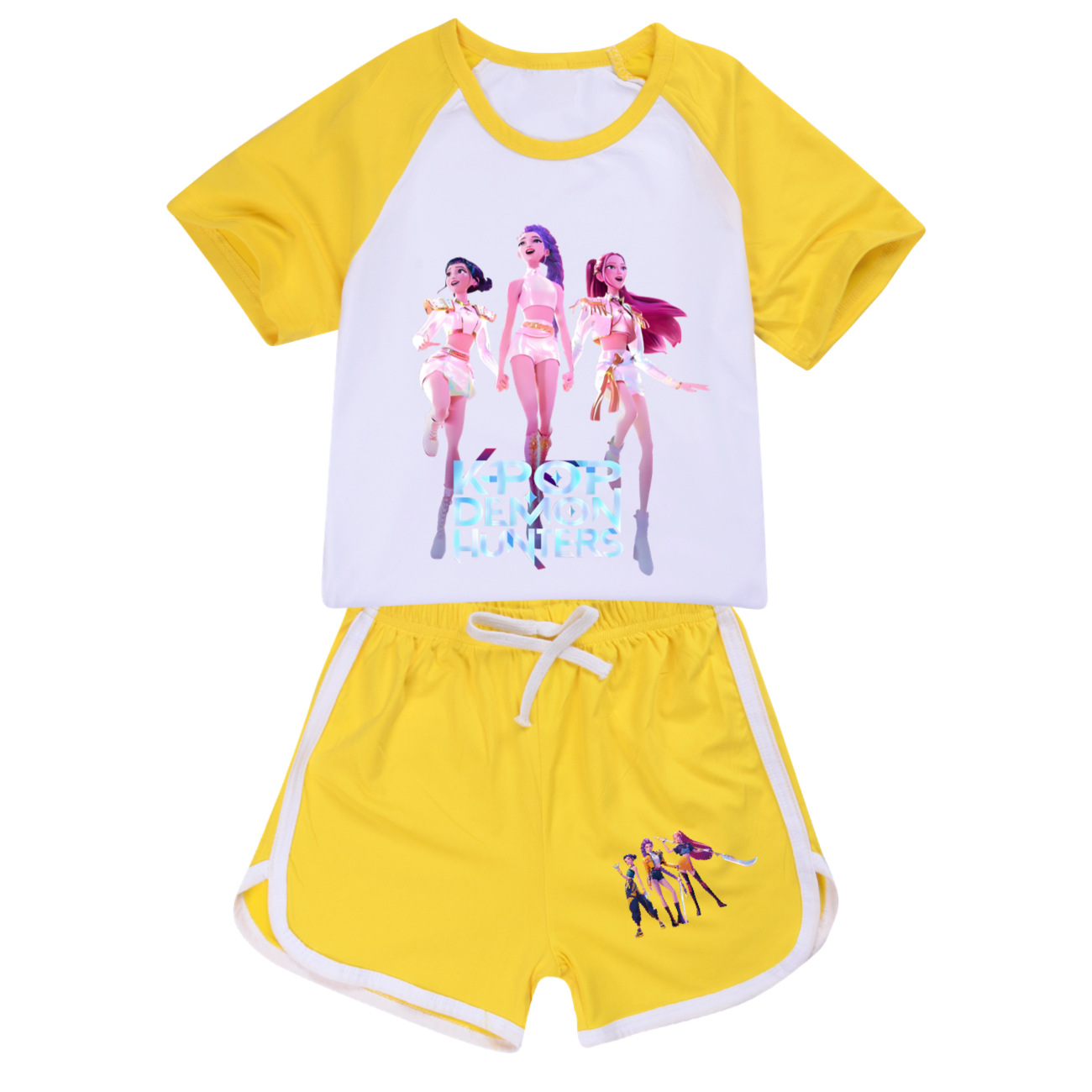 Kids Girls Demon Hunters Tracksuit KPop Huntrx T shirt Tops Tee+Shorts Outfits - Picture 9 of 10