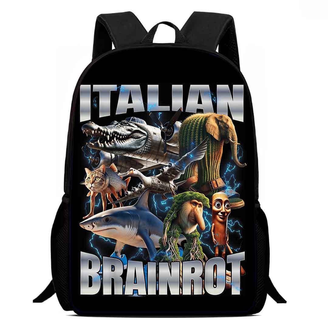 Cosplay Italian Brainrot Tunnel Kids Backpack Schoolbag Pencilcase Bags - Picture 35 of 42