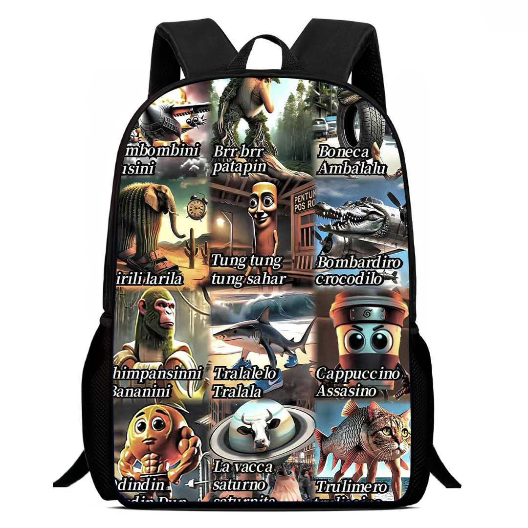 Cosplay Italian Brainrot Tunnel Kids Backpack Schoolbag Pencilcase Bags - Picture 41 of 42