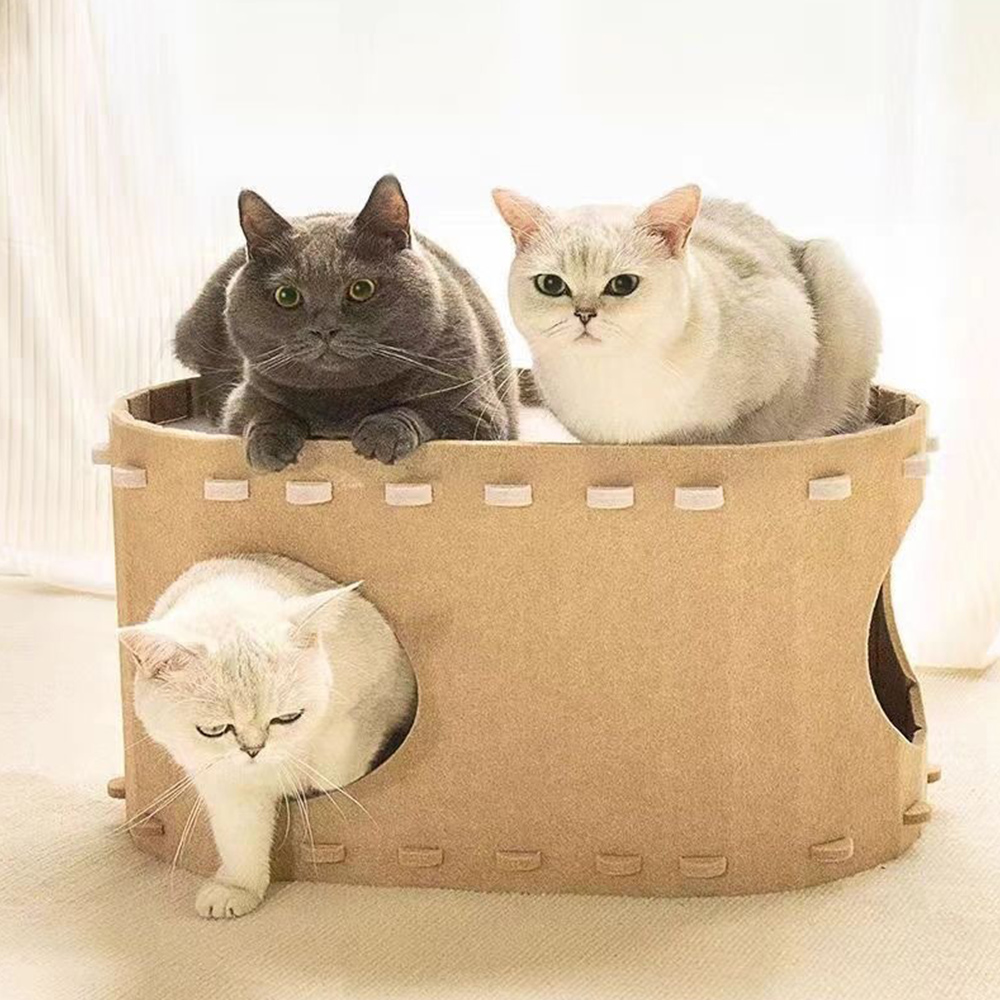 Doppelstöckige Katzenhöhle Aus Felt Mit Kratzfester Oberfläche Für Mehrere Katze - Picture 24 of 24