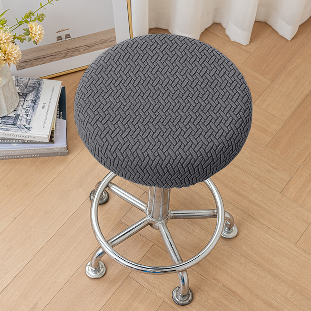 Hockerbezug Aus Polyester Modern Grau Für Runde Hocker 30-36cm Durchmesser - Picture 23 of 28