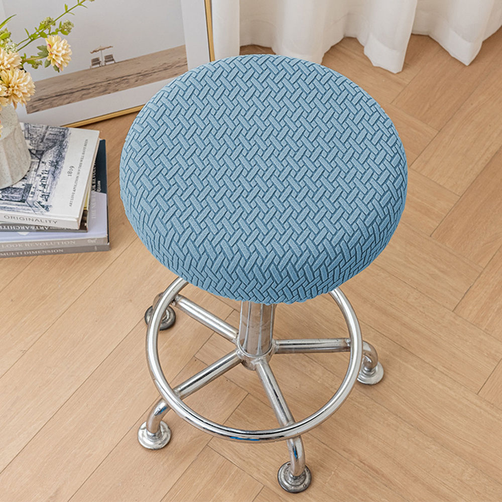 Hockerbezug Aus Polyester Modern Grau Für Runde Hocker 30-36cm Durchmesser - Picture 24 of 28