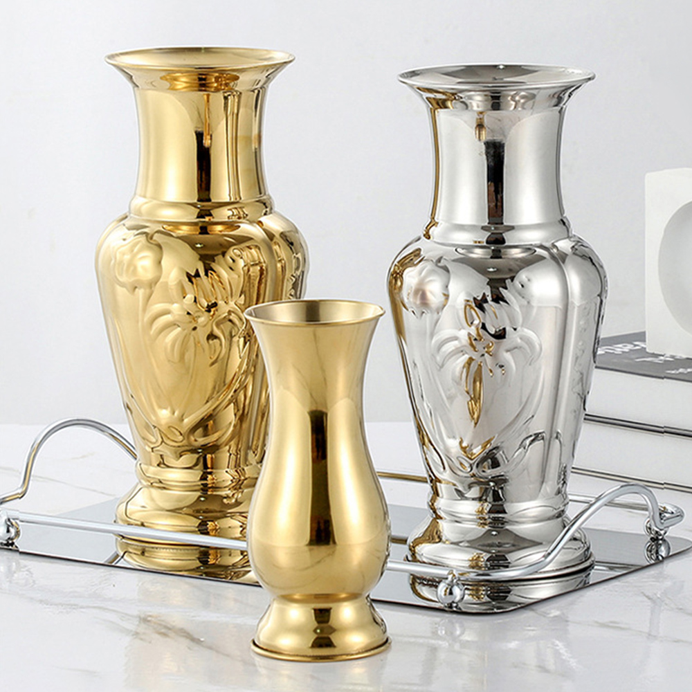 Jarrón de acero inoxidable plata oro moderno para decoración de bodas florero - Imagen 1 de 30