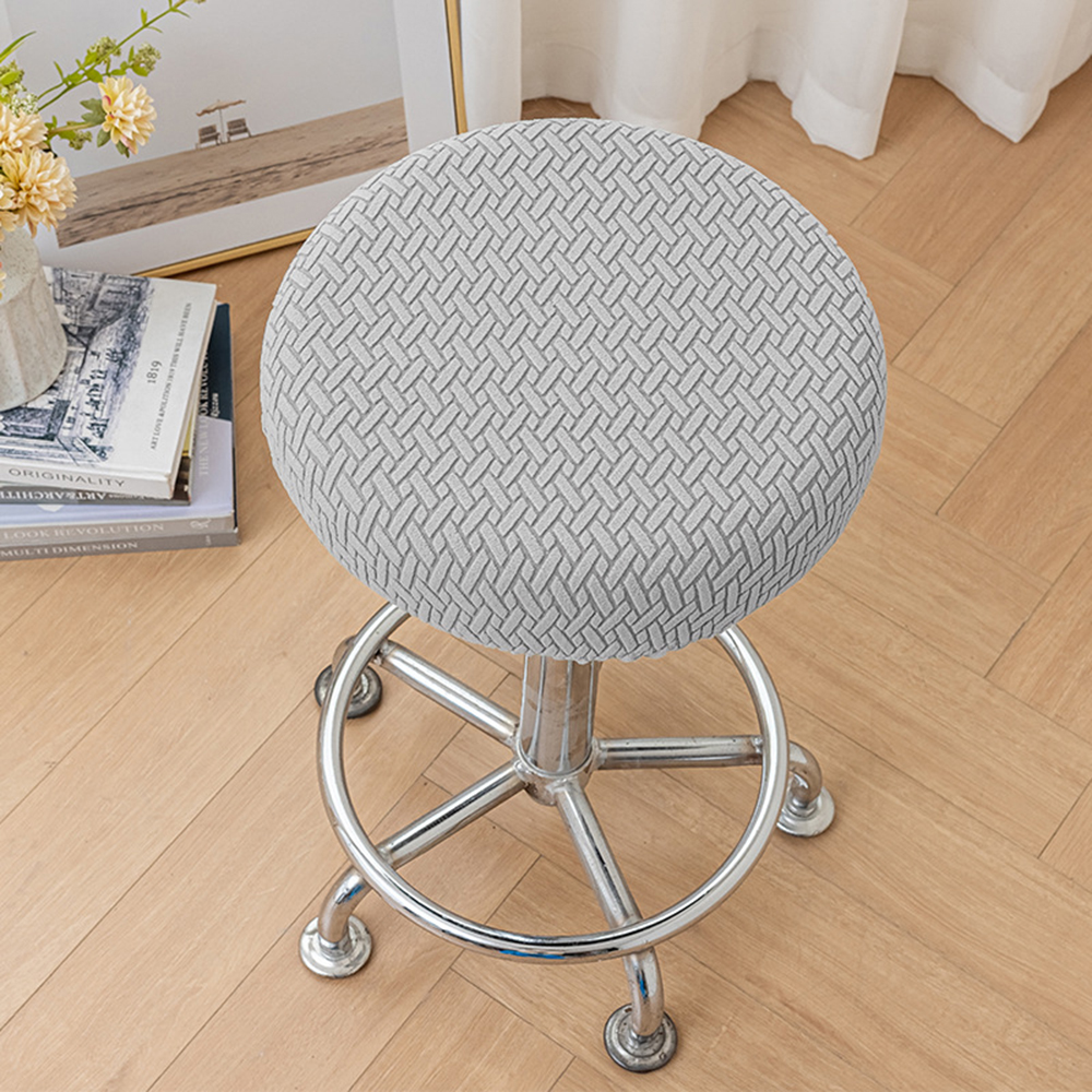 Hockerbezug Aus Polyester Modern Grau Für Runde Hocker 30-36cm Durchmesser - Picture 27 of 28