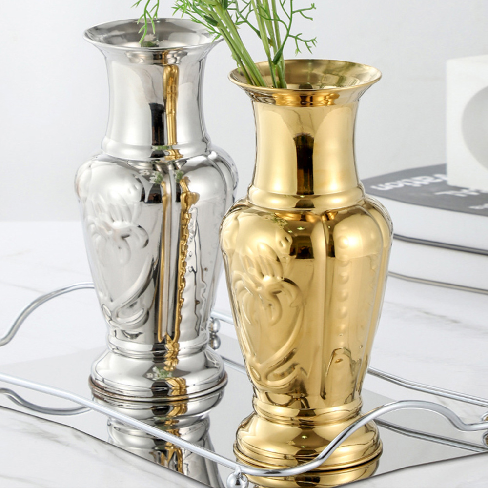Jarrón de acero inoxidable plata oro moderno para decoración de bodas florero - Imagen 5 de 30