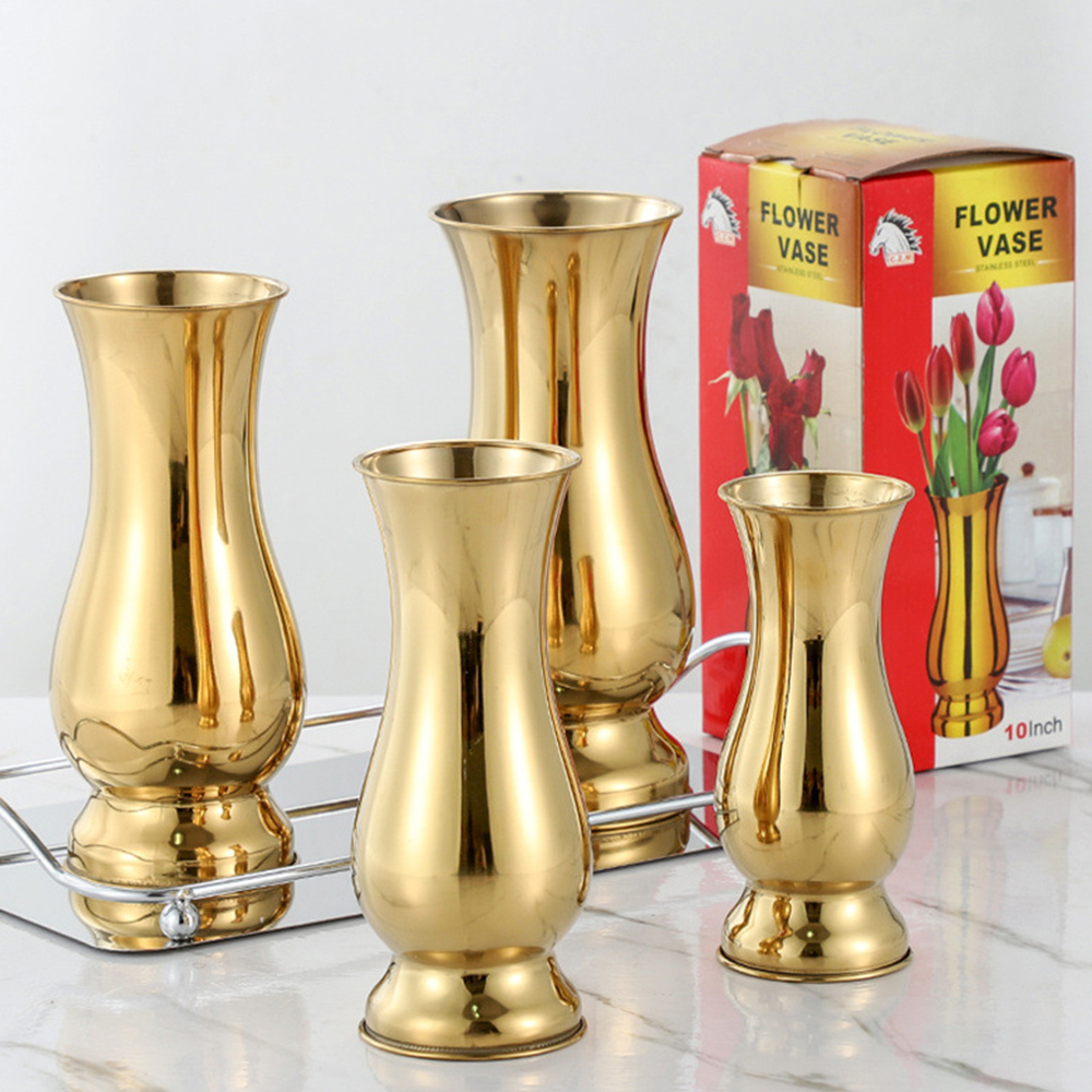 Jarrón de acero inoxidable plata oro moderno para decoración de bodas florero - Imagen 8 de 30