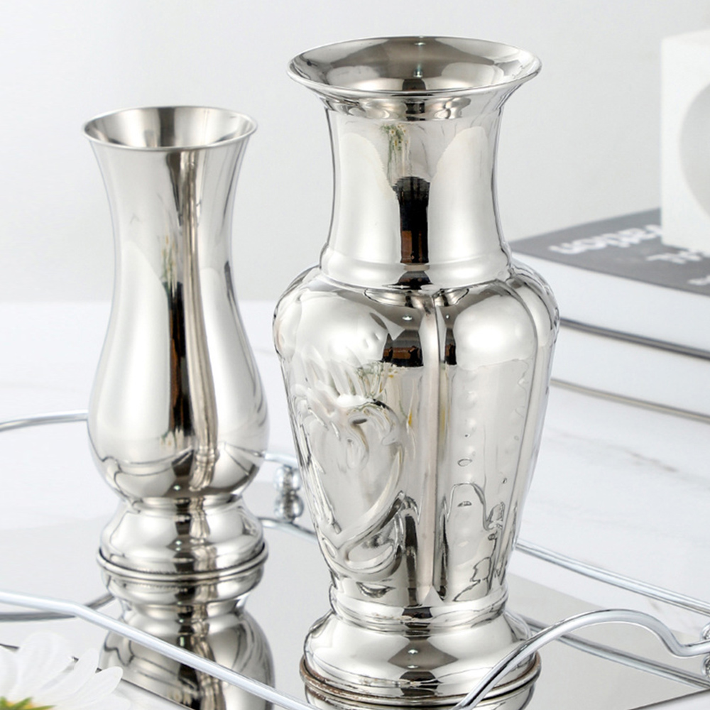 Jarrón de acero inoxidable plata oro moderno para decoración de bodas florero - Imagen 11 de 30