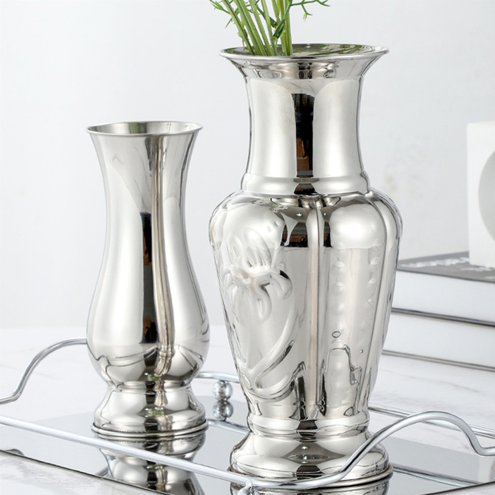 Jarrón de acero inoxidable plata oro moderno para decoración de bodas florero - Imagen 13 de 30