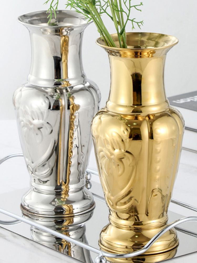 Jarrón de acero inoxidable plata oro moderno para decoración de bodas florero - Imagen 20 de 30