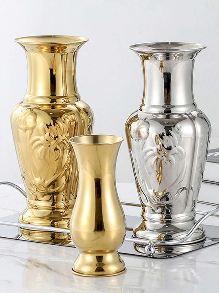 Jarrón de acero inoxidable plata oro moderno para decoración de bodas florero - Imagen 21 de 30