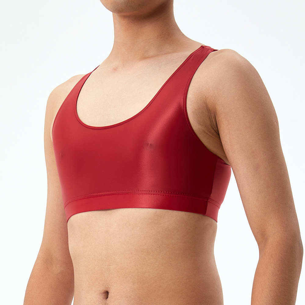 Camiseta sin mangas sexy de nailon con cuello en U para mujer y hombre multicolor - Imagen 31 de 52