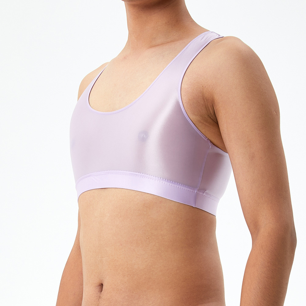 Camiseta sin mangas sexy de nailon con cuello en U para mujer y hombre multicolor - Imagen 37 de 52
