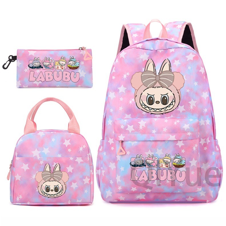 Labubu 3pc Back Pack Back To School Bag Rucksack Pencil Case Lunch Bag - Picture 24 of 53