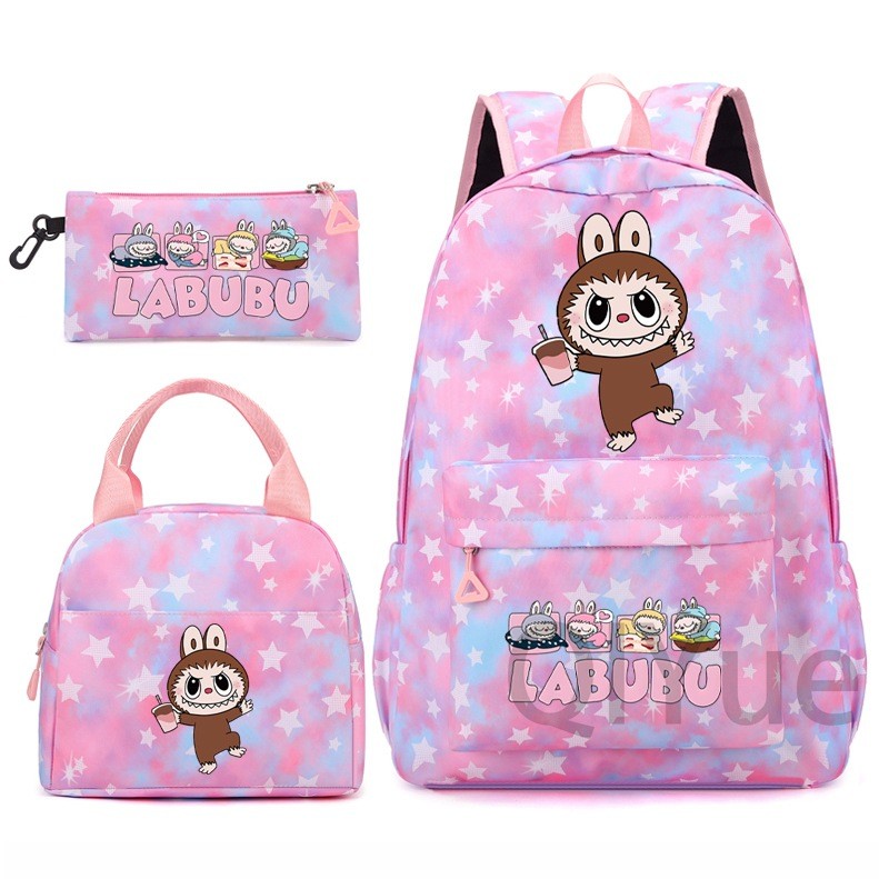 Labubu 3pc Back Pack Back To School Bag Rucksack Pencil Case Lunch Bag - Picture 25 of 53