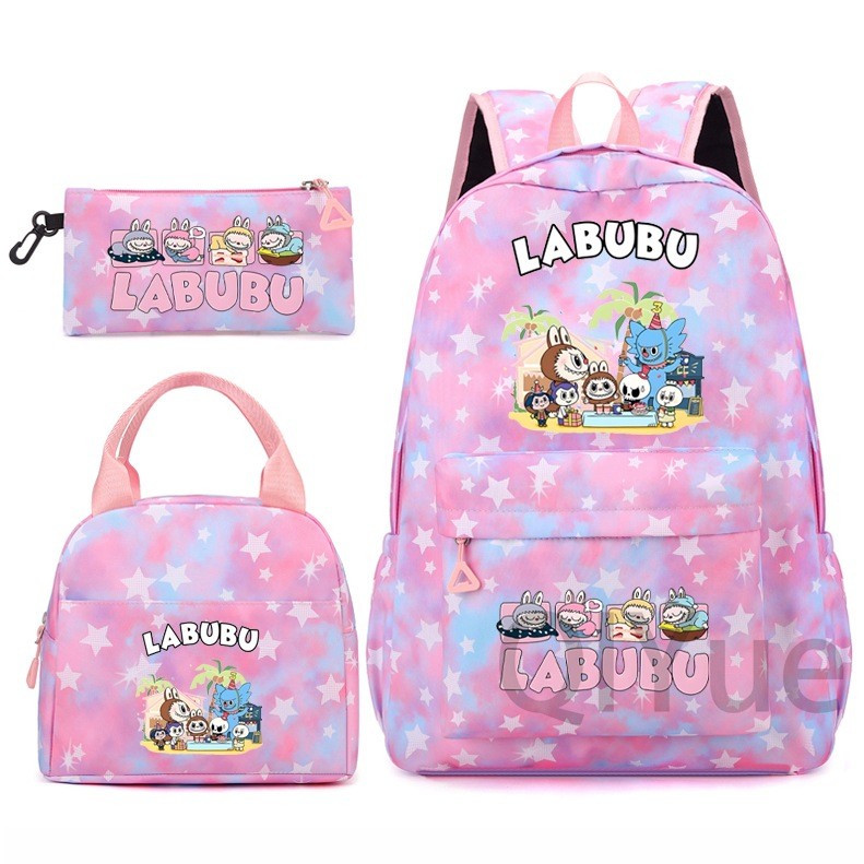 Labubu 3pc Back Pack Back To School Bag Rucksack Pencil Case Lunch Bag - Picture 26 of 53