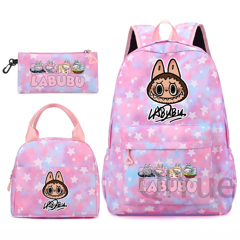 Labubu 3pc Back Pack Back To School Bag Rucksack Pencil Case Lunch Bag - Picture 27 of 53