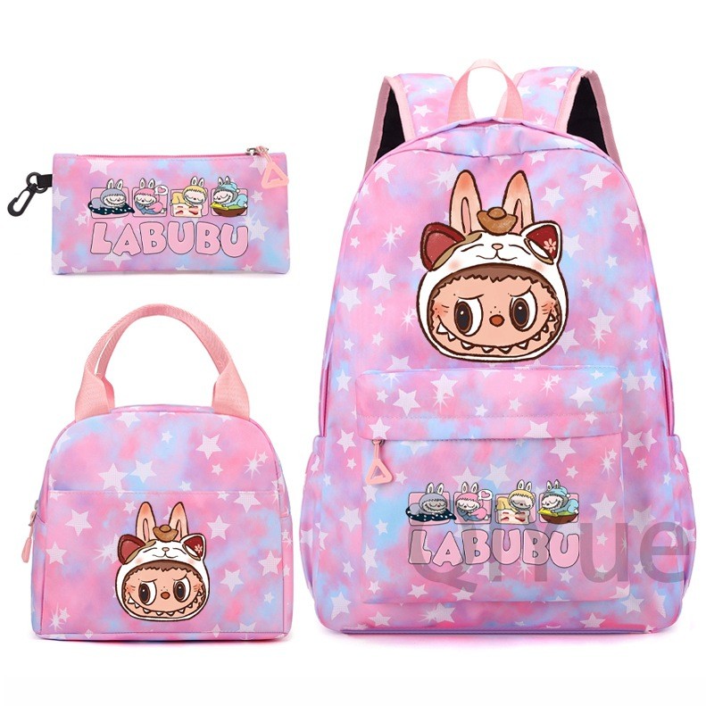 Labubu 3pc Back Pack Back To School Bag Rucksack Pencil Case Lunch Bag - Picture 28 of 53