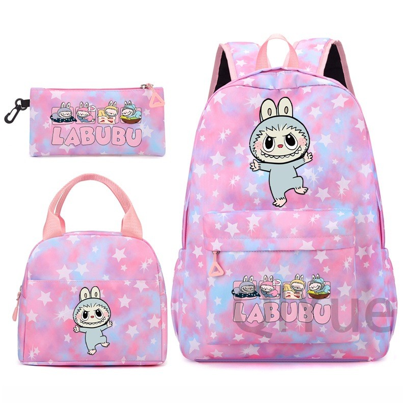Labubu 3pc Back Pack Back To School Bag Rucksack Pencil Case Lunch Bag - Picture 31 of 53