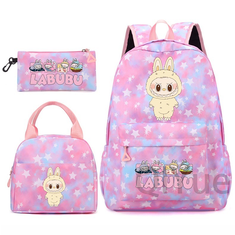 Labubu 3pc Back Pack Back To School Bag Rucksack Pencil Case Lunch Bag - Picture 32 of 53