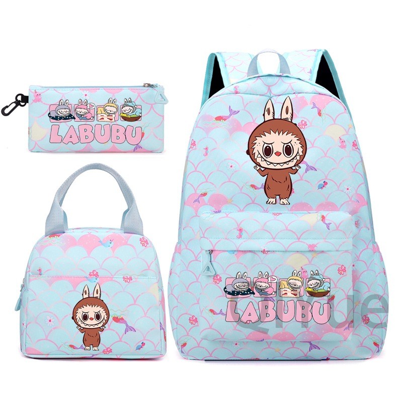 Labubu 3pc Back Pack Back To School Bag Rucksack Pencil Case Lunch Bag - Picture 34 of 53