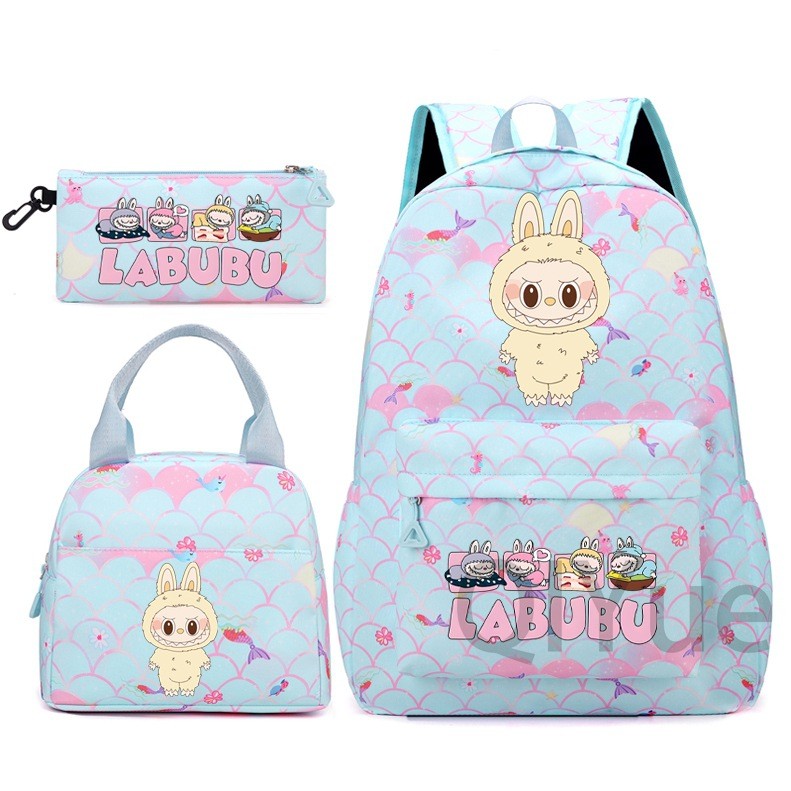 Labubu 3pc Back Pack Back To School Bag Rucksack Pencil Case Lunch Bag - Picture 35 of 53