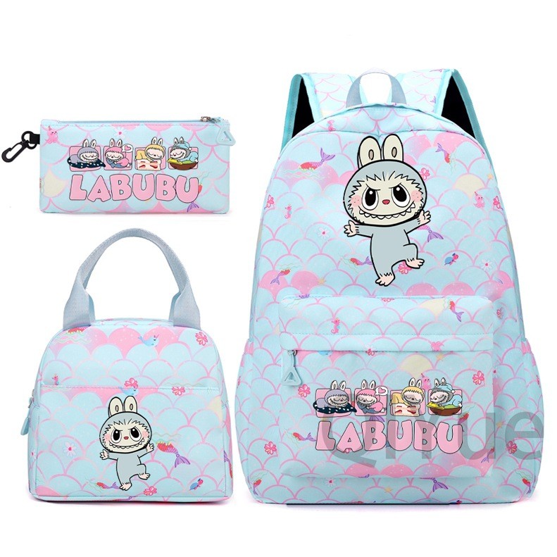 Labubu 3pc Back Pack Back To School Bag Rucksack Pencil Case Lunch Bag - Picture 36 of 53