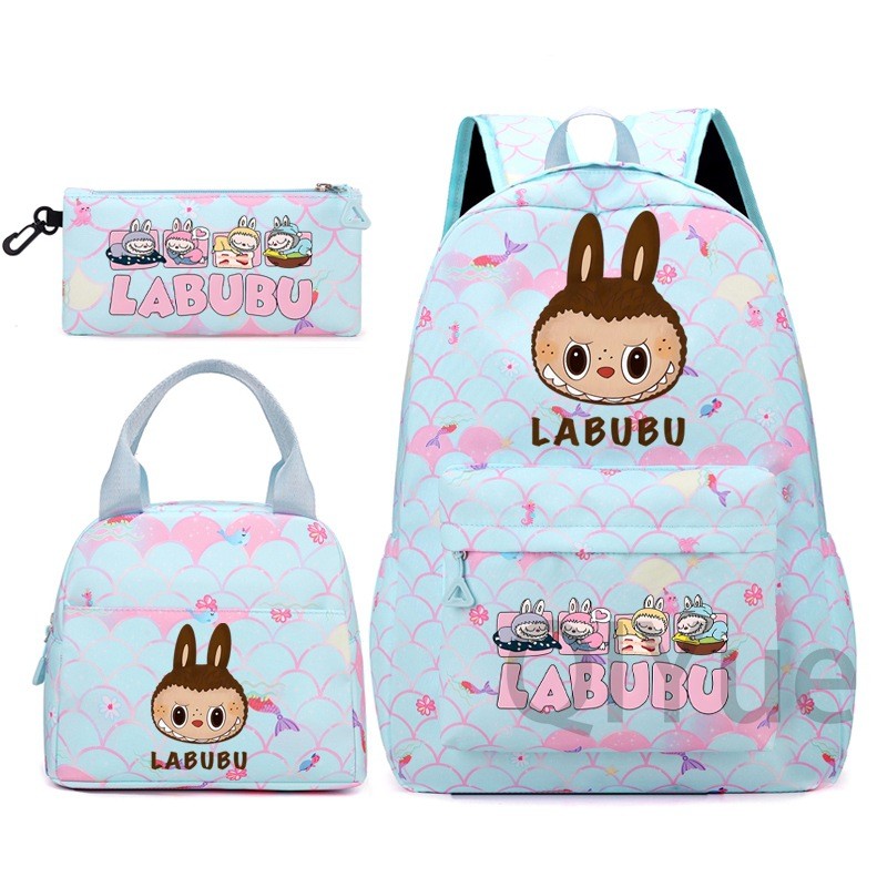 Labubu 3pc Back Pack Back To School Bag Rucksack Pencil Case Lunch Bag - Picture 38 of 53