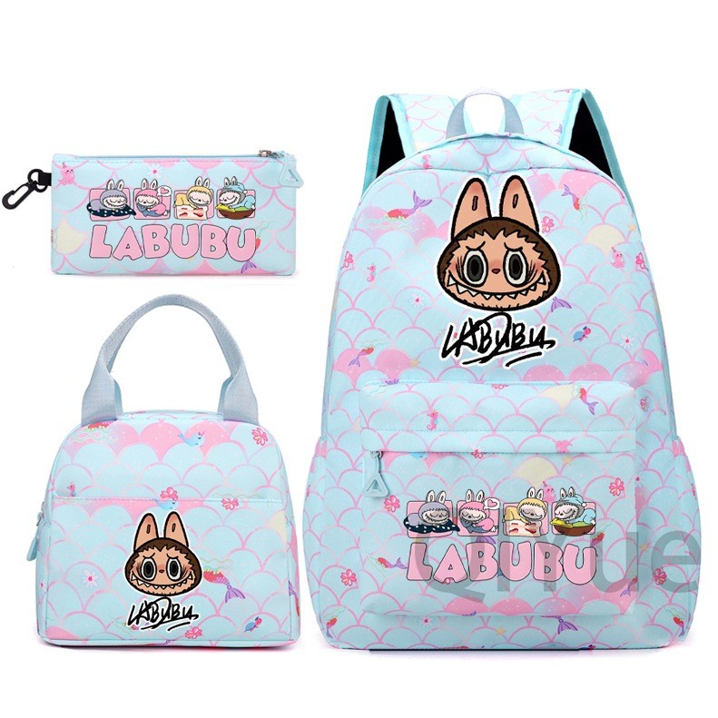 Labubu 3pc Back Pack Back To School Bag Rucksack Pencil Case Lunch Bag - Picture 40 of 53
