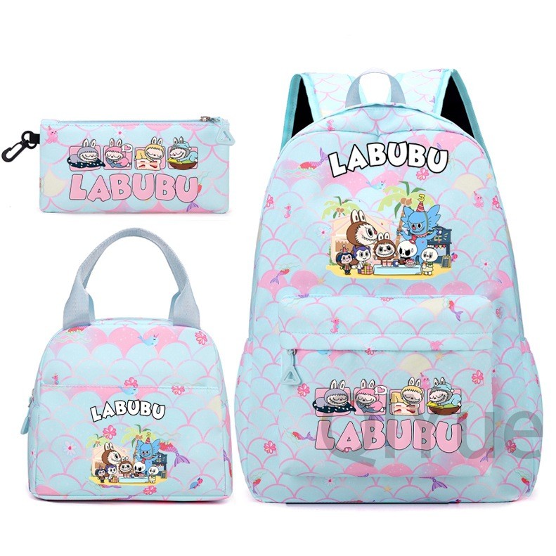 Labubu 3pc Back Pack Back To School Bag Rucksack Pencil Case Lunch Bag - Picture 41 of 53