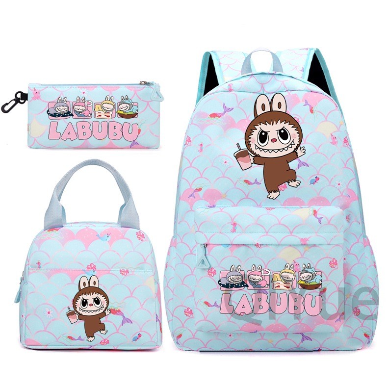 Labubu 3pc Back Pack Back To School Bag Rucksack Pencil Case Lunch Bag - Picture 42 of 53