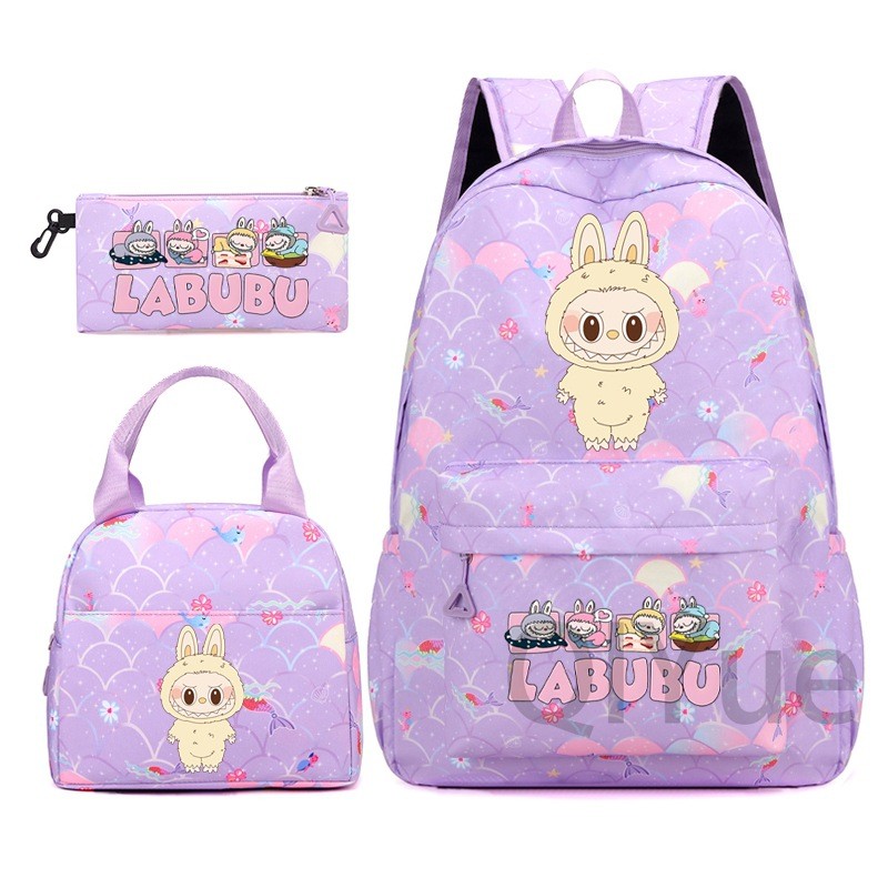 Labubu 3pc Back Pack Back To School Bag Rucksack Pencil Case Lunch Bag - Picture 44 of 53