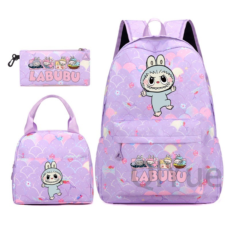 Labubu 3pc Back Pack Back To School Bag Rucksack Pencil Case Lunch Bag - Picture 45 of 53