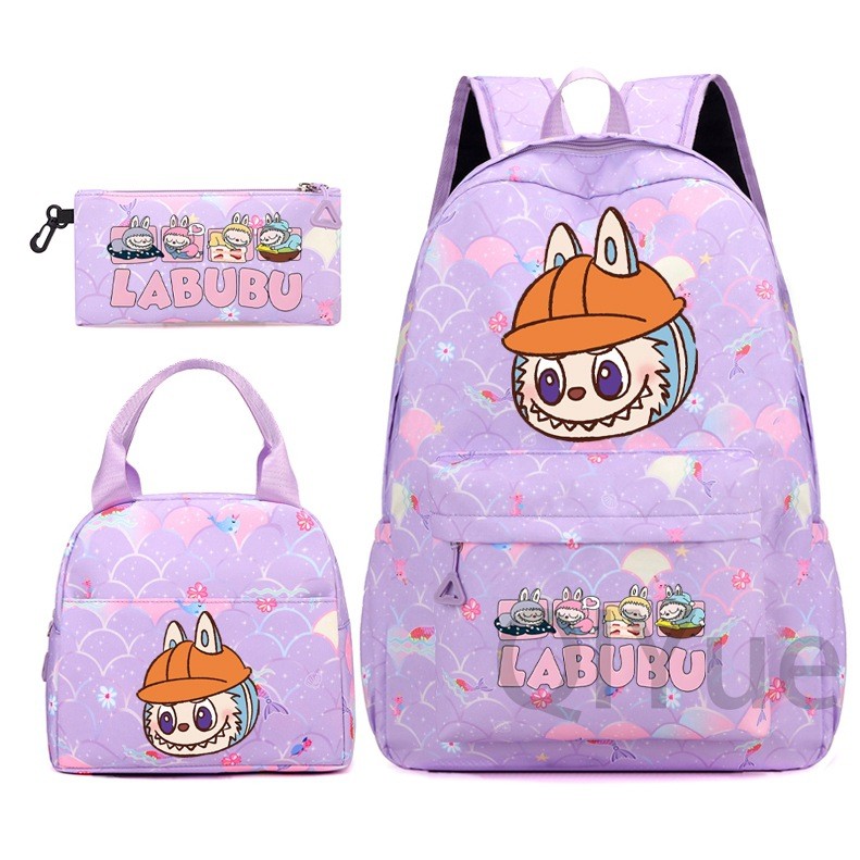 Labubu 3pc Back Pack Back To School Bag Rucksack Pencil Case Lunch Bag - Picture 46 of 53