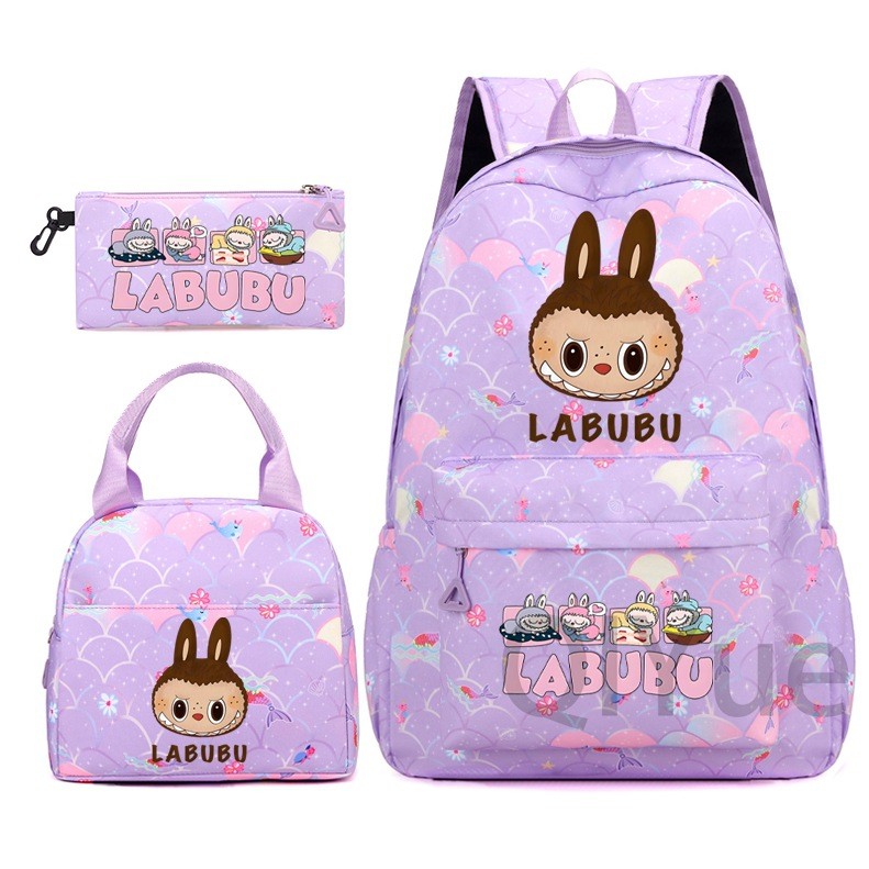 Labubu 3pc Back Pack Back To School Bag Rucksack Pencil Case Lunch Bag - Picture 47 of 53