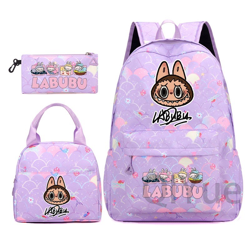 Labubu 3pc Back Pack Back To School Bag Rucksack Pencil Case Lunch Bag - Picture 49 of 53
