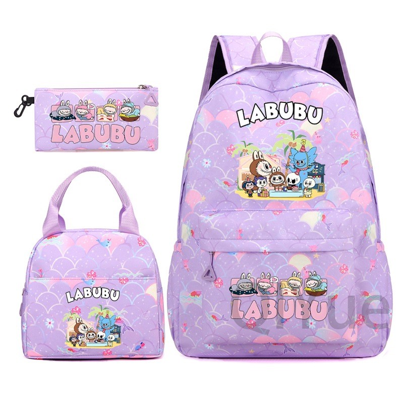 Labubu 3pc Back Pack Back To School Bag Rucksack Pencil Case Lunch Bag - Picture 50 of 53